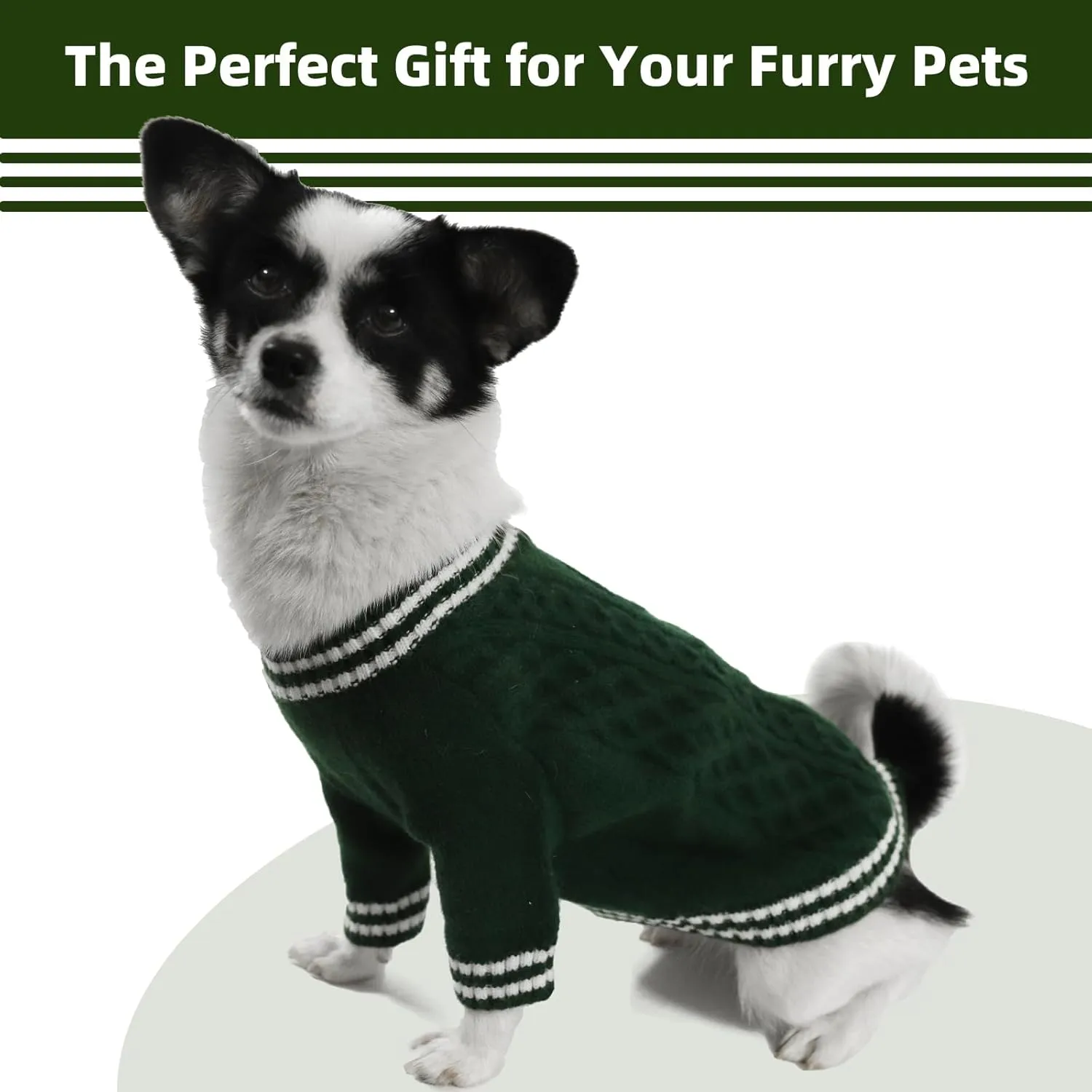XL Dog Sweater - Extra Large Fit, Perfect for Pitbulls, Boston Terriers and Corgi, XLarge, V-Neck, Christmas & Fall Winter Theme