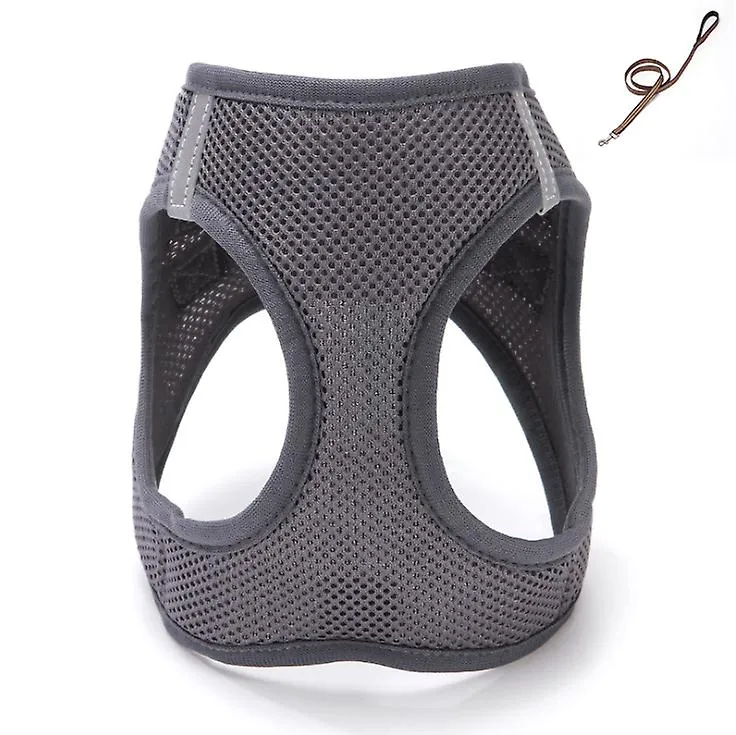 XXS 19-23cm gray Breathable pet traction vest with leash for small dogs, medium and large AZ17328