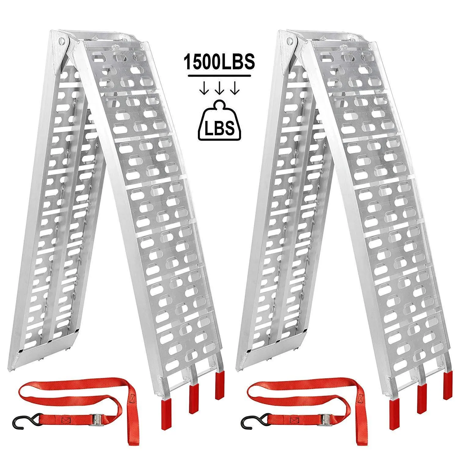 ZENY™ Pair 7.5' Aluminum Truck Ramps/ATV UTV Ramps/Motorcycle Ramps/for Lawn Mower/Pickup Trucks 1500lb Capacity